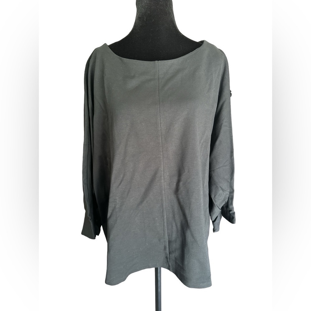 Motto Boat Neck 3/4 Sleeve Structured Black Top Women Sz 2x Heavy Quality Fabric